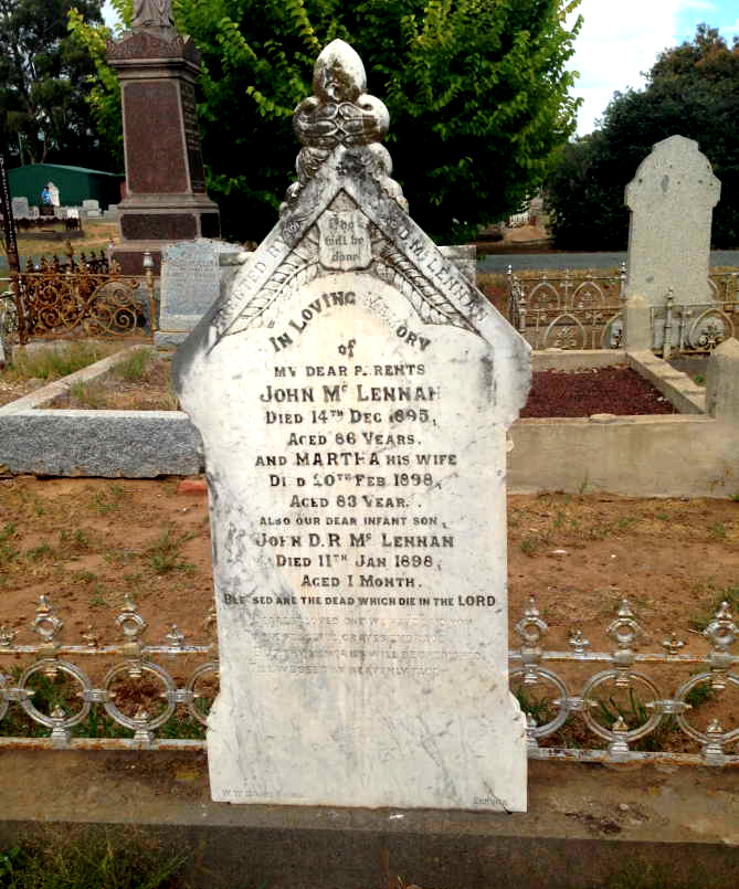 Photo of headstones/John McLennan d1895 hdstn Nathalia Cem Vic